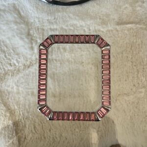Swarovski Watch Case Pink Crystals Rhodium Plated Compatible w/ Apple Series 4/5